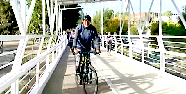 Sergio Salomón, recorrió la Ciclopista Vía Atlixcáyotl que fue rehabilitada