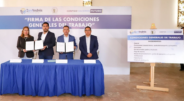 Edmundo Tlatehui, otorgó aumento salarial del 5 por ciento a trabajadores, y 21 por ciento en prestaciones