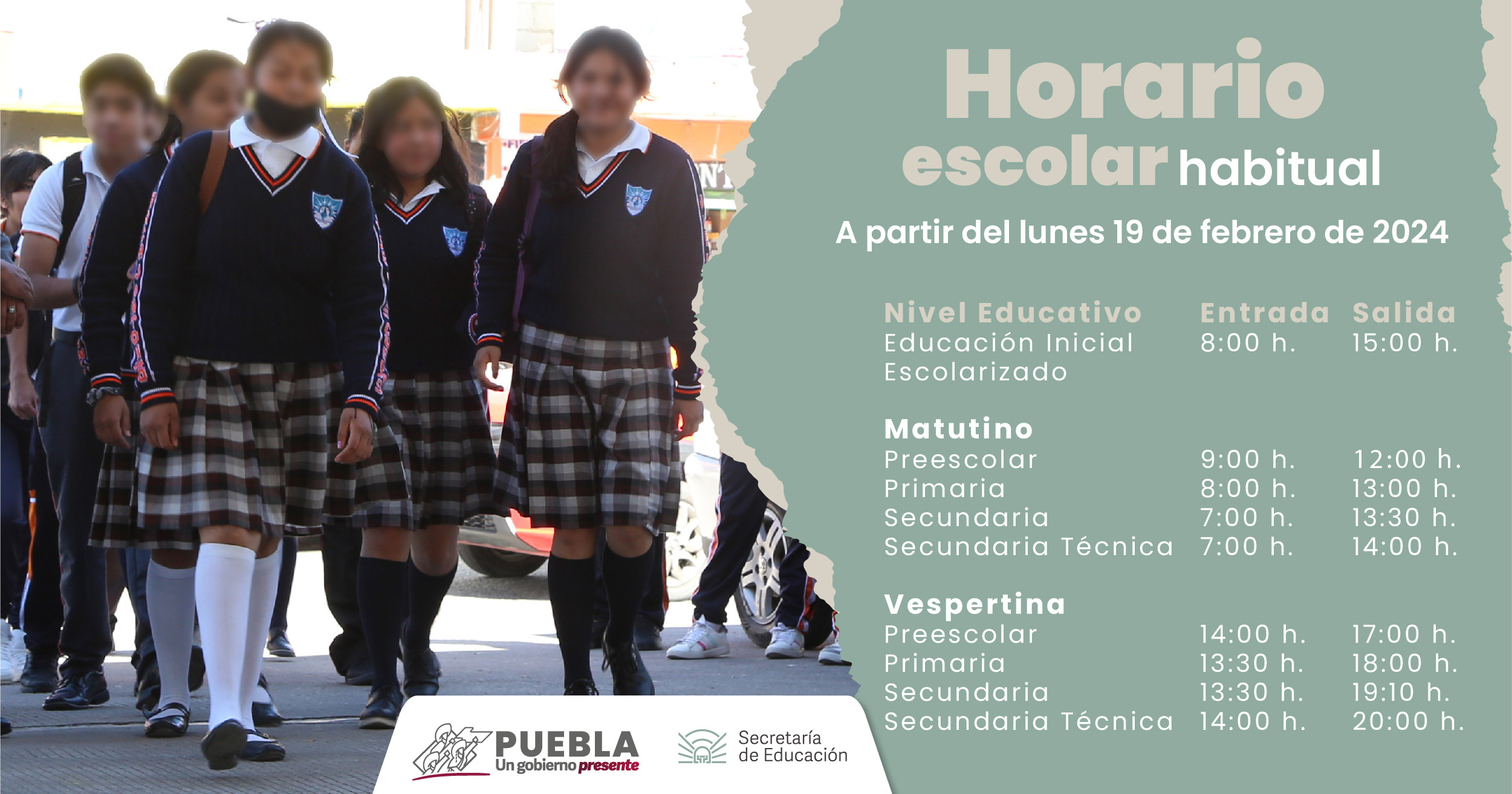 Anuncia SEP conclusión de “horario de invierno” en escuelas poblanas