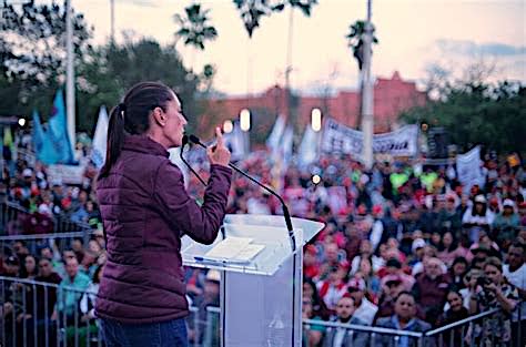 Más escuelas y hospitales ofrece Sheinbaum en Nuevo León