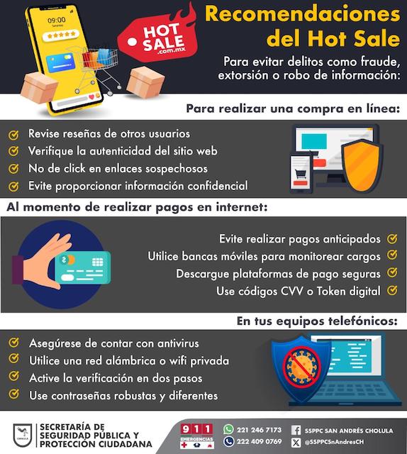 Emite Policía de San Andrés Cholula recomendaciones para evitar fraudes en el Hot Sale 2024