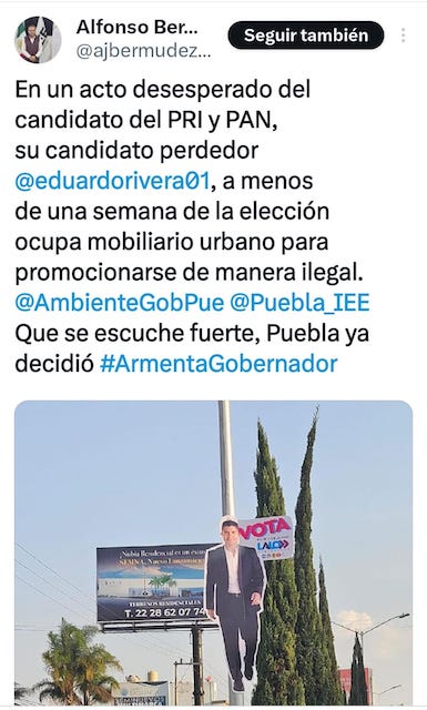MORENA denuncia que Lalo Rivera tapiza la ciudad con su imagen a días de la elección