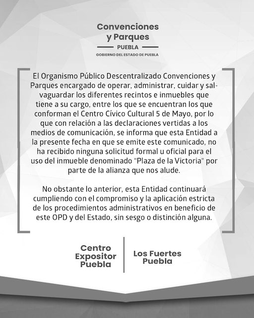Otra mentira de Lalo Rivera, nunca pidió hacer uso de plaza «La Victoria» para el cierre de su campaña