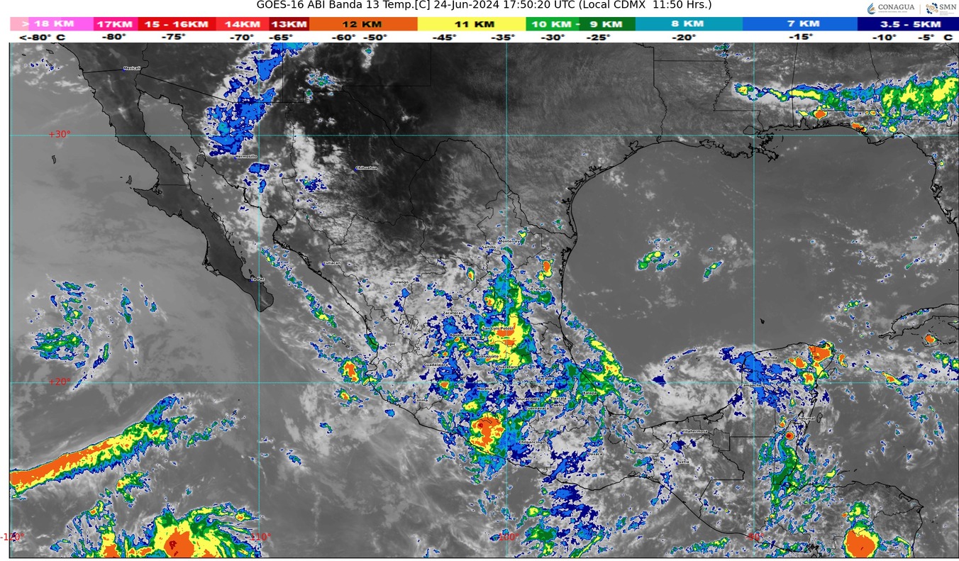 Se prevén lluvias puntuales torrenciales en Colima, Jalisco y Michoacán