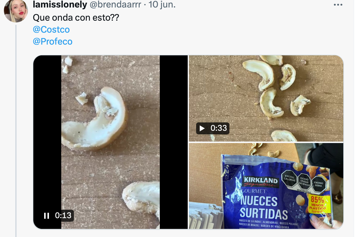 VIDEO: Clienta de COTSCO encuentra larvas dentro de paquete de nueces