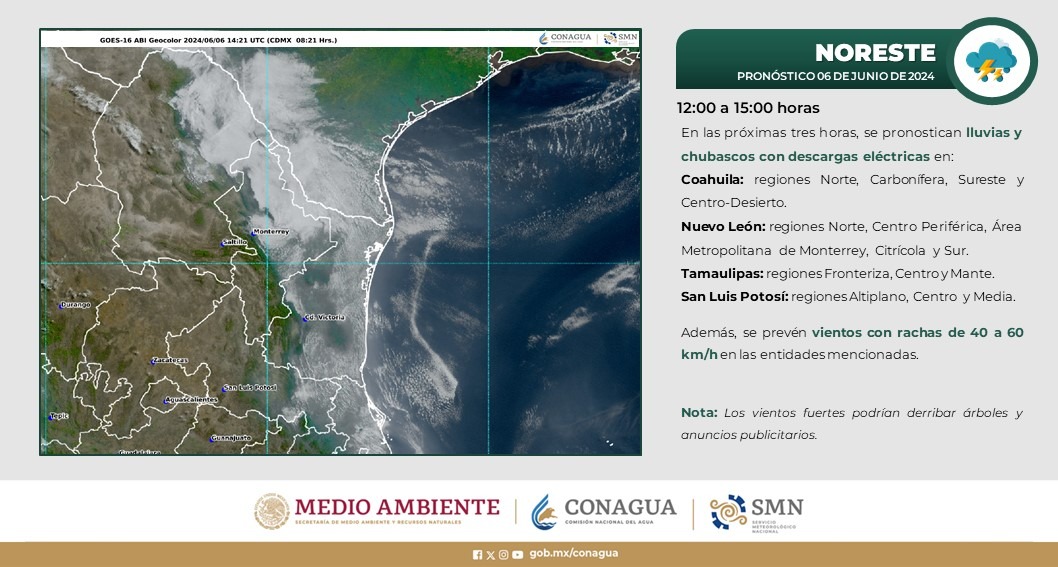 Se prevén lluvias puntuales intensas en Chiapas y ambiente extremadamente caluroso en zonas de 25 estados de México
