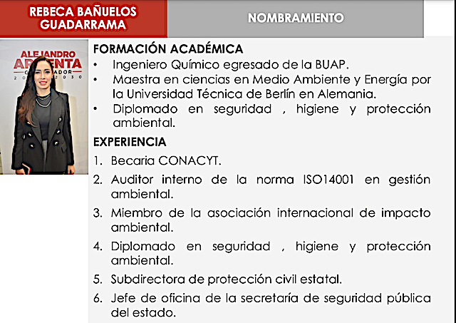 Rebeca Bañuelos, será secretaria de Medio Ambiente; y Manuel Contreras, titular de Infraestructura