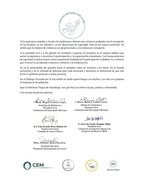Pide el Episcopado Mexicano a Gobiernos estatales y municipales acabar con corrupción en fiscalías, cárceles y direcciones de seguridad