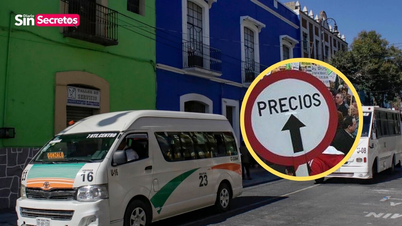 Manifestación en Puebla exige aumento de tarifas de transporte