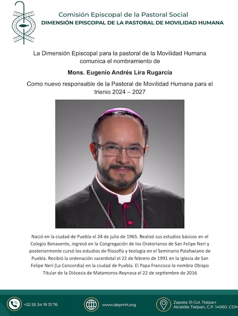 Monseñor Eugenio Lira, designado responsable de la Dimensión Episcopal de Pastoral de Movilidad Humana