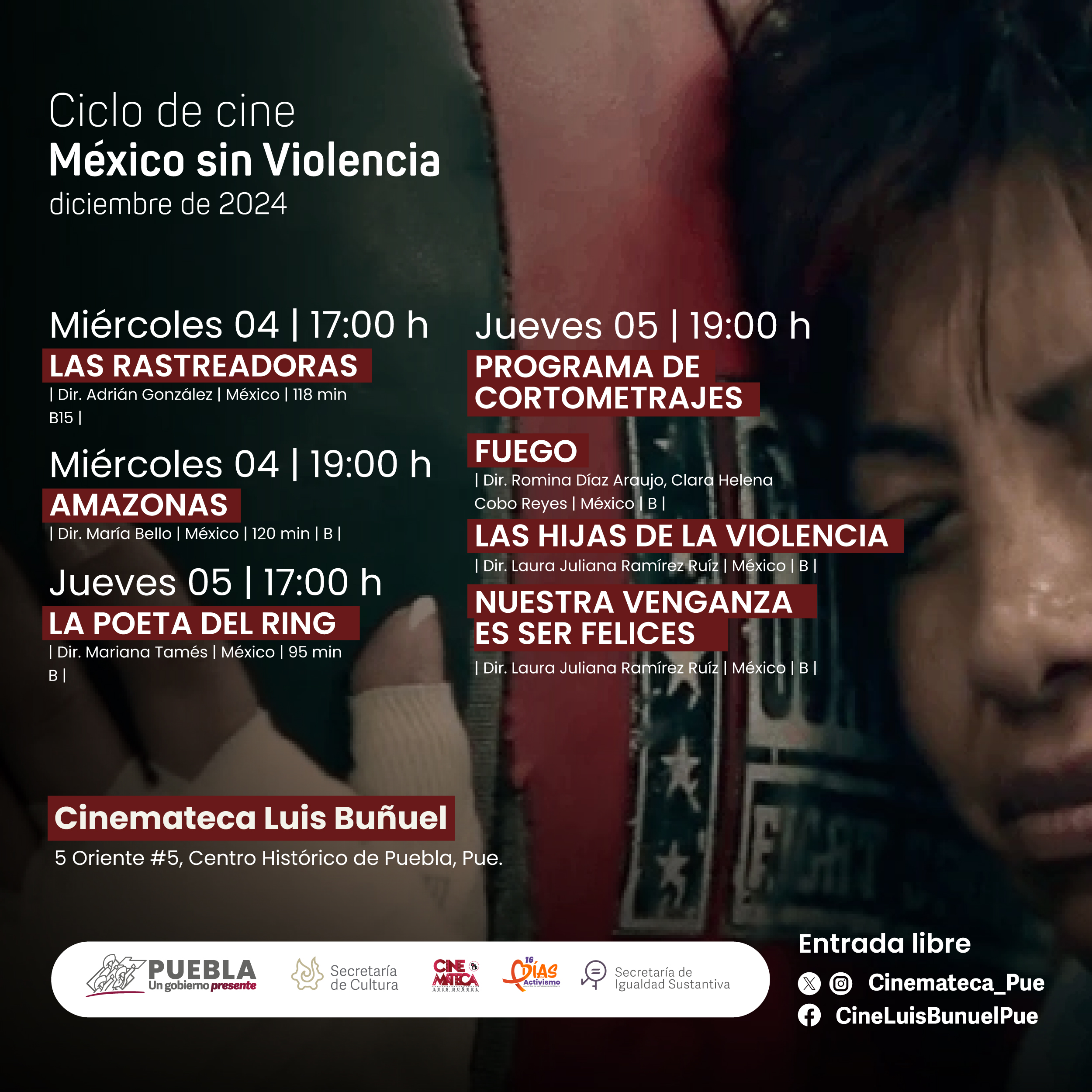 Cinemateca «Luis Buñuel» presenta ciclo de cine “México sin Violencia” en el marco de los 16 días de activismo contra la violencia de género