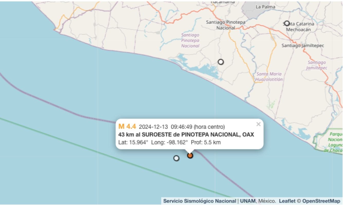 Sismo registrado en Oaxaca el 3 de enero de 2025