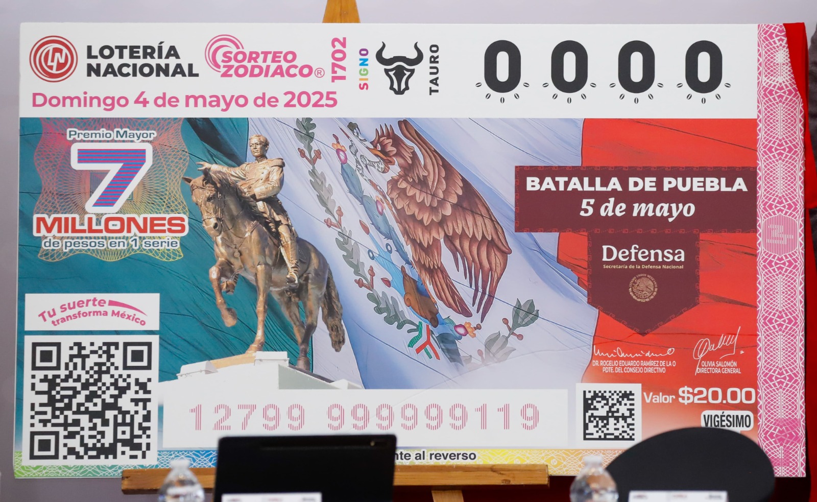 Develan Billete de lotería conmemorativo a la Batalla de Puebla