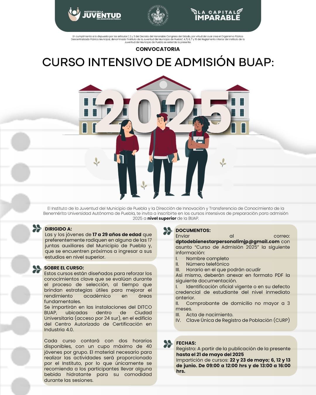 Cursos gratuitos de preparación para ingreso a la universidad: IJMP
