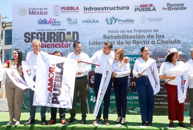 Armenta, Tonatzin y Lupita Cuautle, dan banderazo de inicio de rehabilitación de lateras de la Recta a Cholula