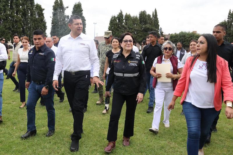 Laura Velázquez y Alejandro Armenta supervisaron ruta 2 de evacuación del volcán Popocatépetl