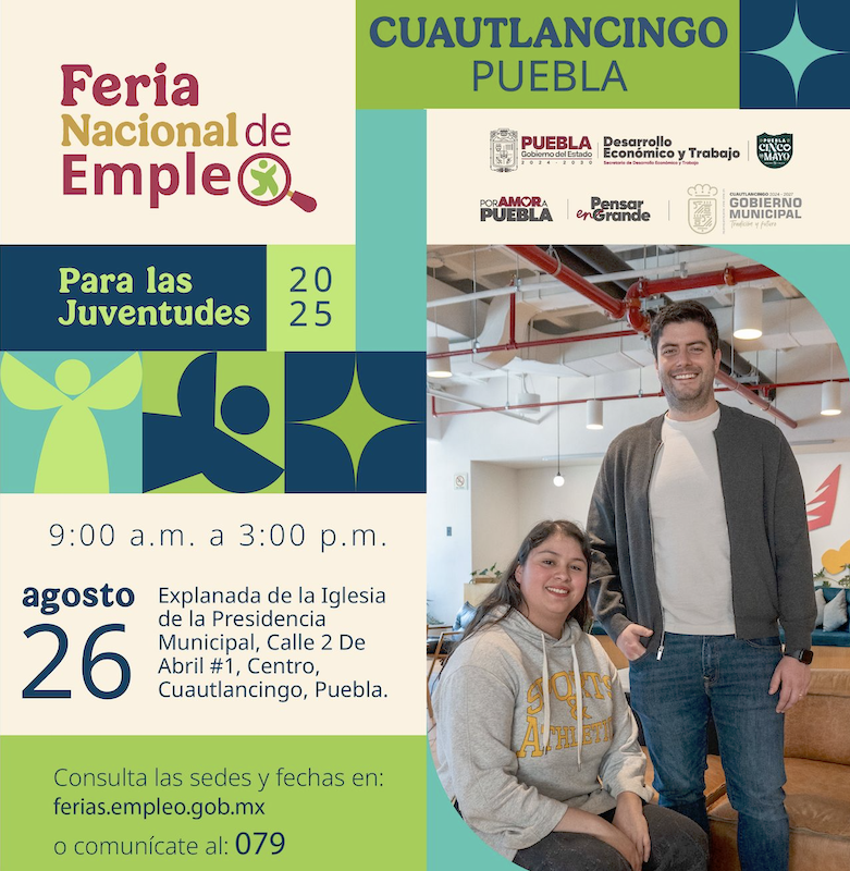 Feria de Empleo en Cuautlancingo el 26 de agosto 
