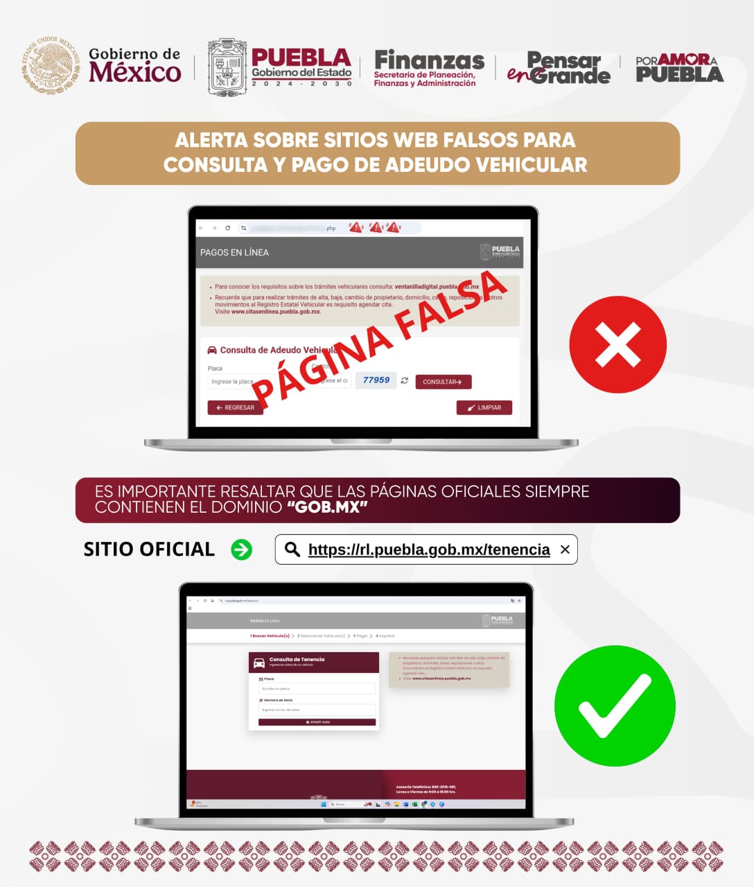 Alertan sobre sitios web falsos para consulta y pago de adeudo vehicular