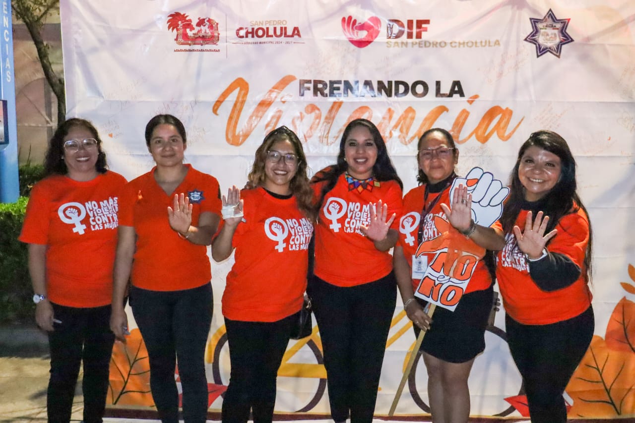 En Cholula, freno a la violencia con rodada ciclista