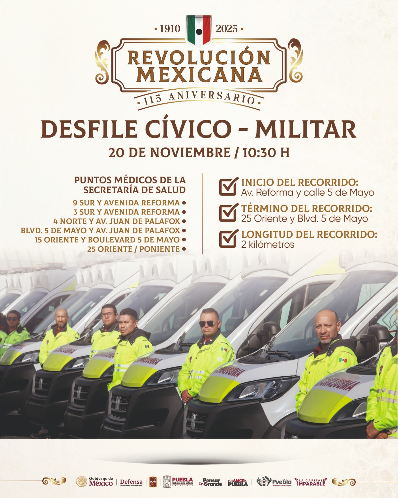Desfilan 3 mil 400 alumnos en Conmemoración al “115 Aniversario de la Revolución Mexicana”