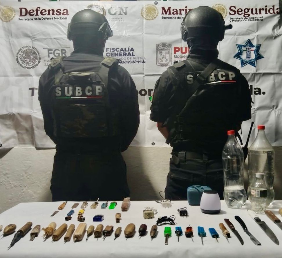 Fuerzas de seguridad realizan operativos en penales de Puebla y Huauchinango