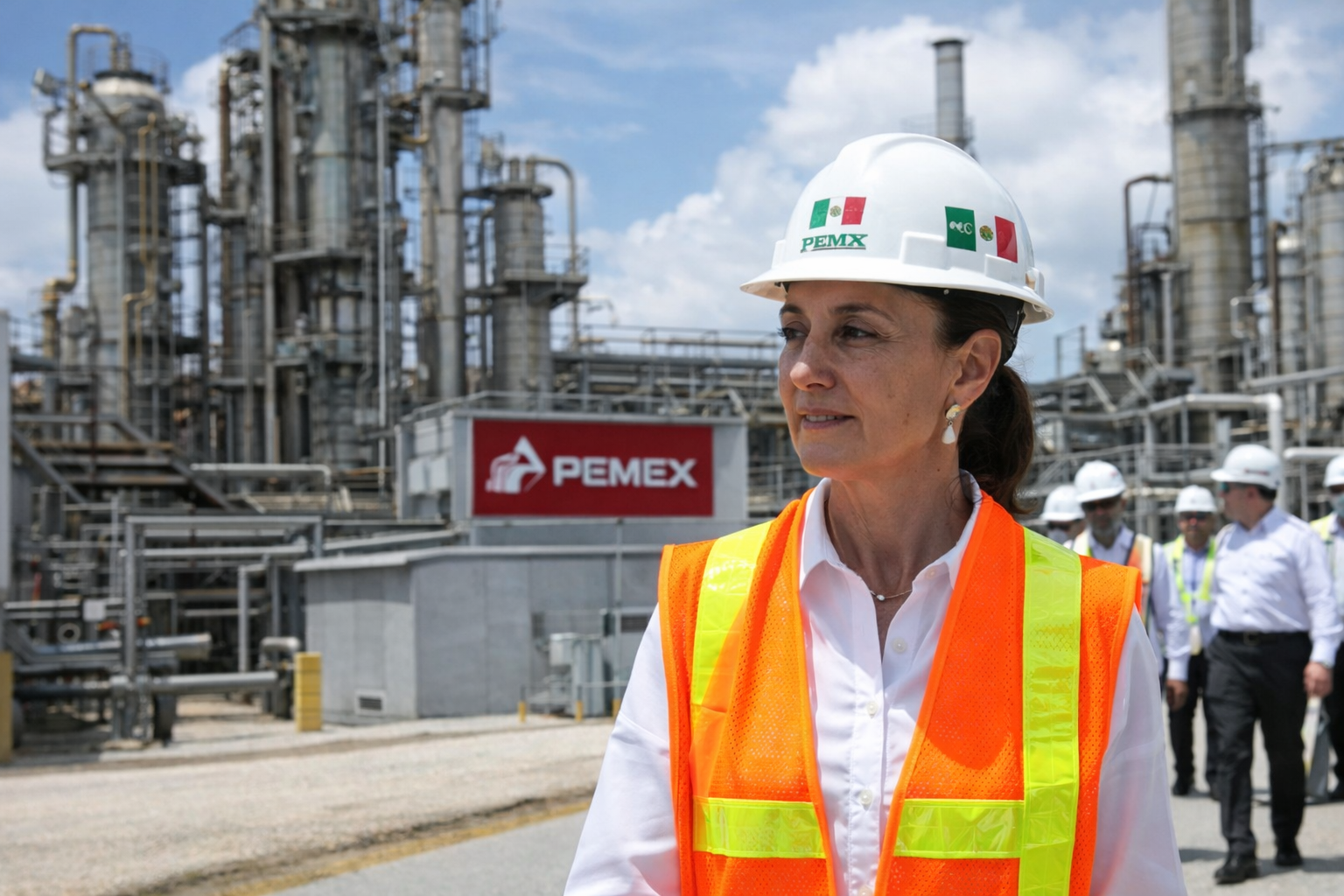 Claudia Sheinbaum visita la refinería Miguel Hidalgo en Tula