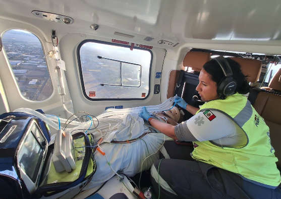 Paciente en estado grave fue trasladado en helicóptero de Tecamachalco a Puebla capital