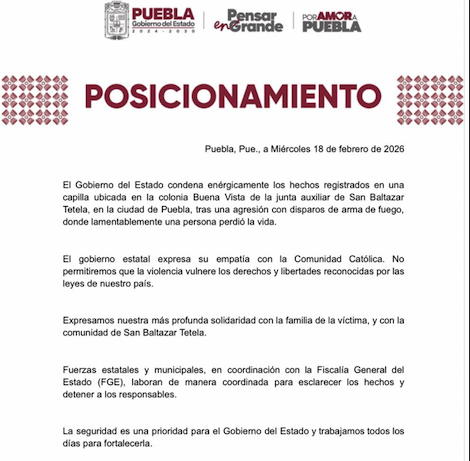 Condena el Gobierno de Puebla atentado en capilla de Tétela