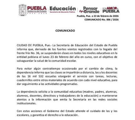SEP, Buap, Udlap, Ibero, Upaep, Interamericana, Anáhuac, suspenden clases este lunes 22.