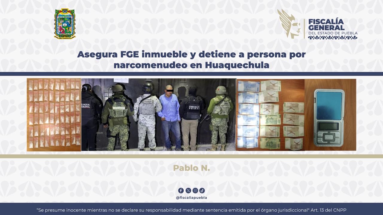 Catean falso bar en Huaquechula; aseguran droga y detienen a un hombre