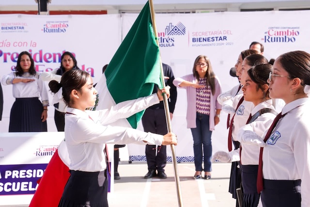 “Un día con la presidenta en tu escuela” emblemático en San Andrés Cholula