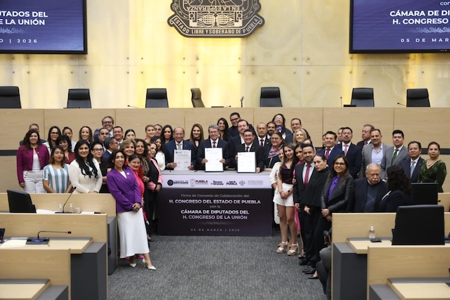 Hecho histórico: Por primera vez, el Congreso de Puebla firma convenio de colaboración con la Cámara de Diputados 