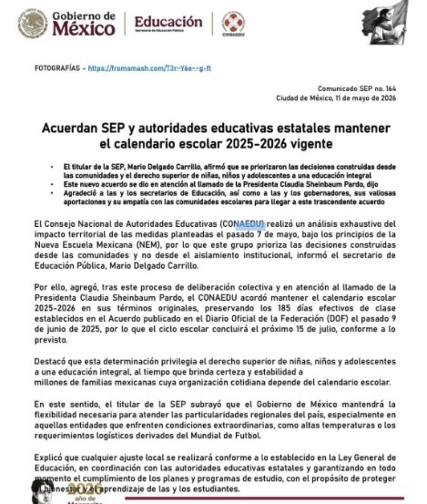 Oficial: El ciclo escolar concluirá el 15 de Julio