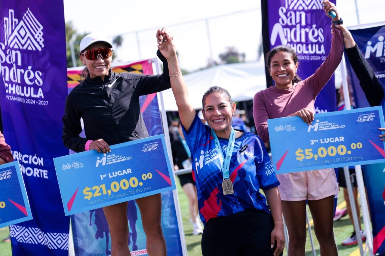 Más de 6 mil corredores celebran el Día del Papá en el Medio Maratón de San Andrés Cholula 2026