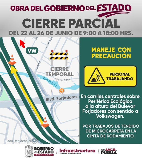 Cierre parcial en Periférico Ecológico por trabajos de rehabilitación