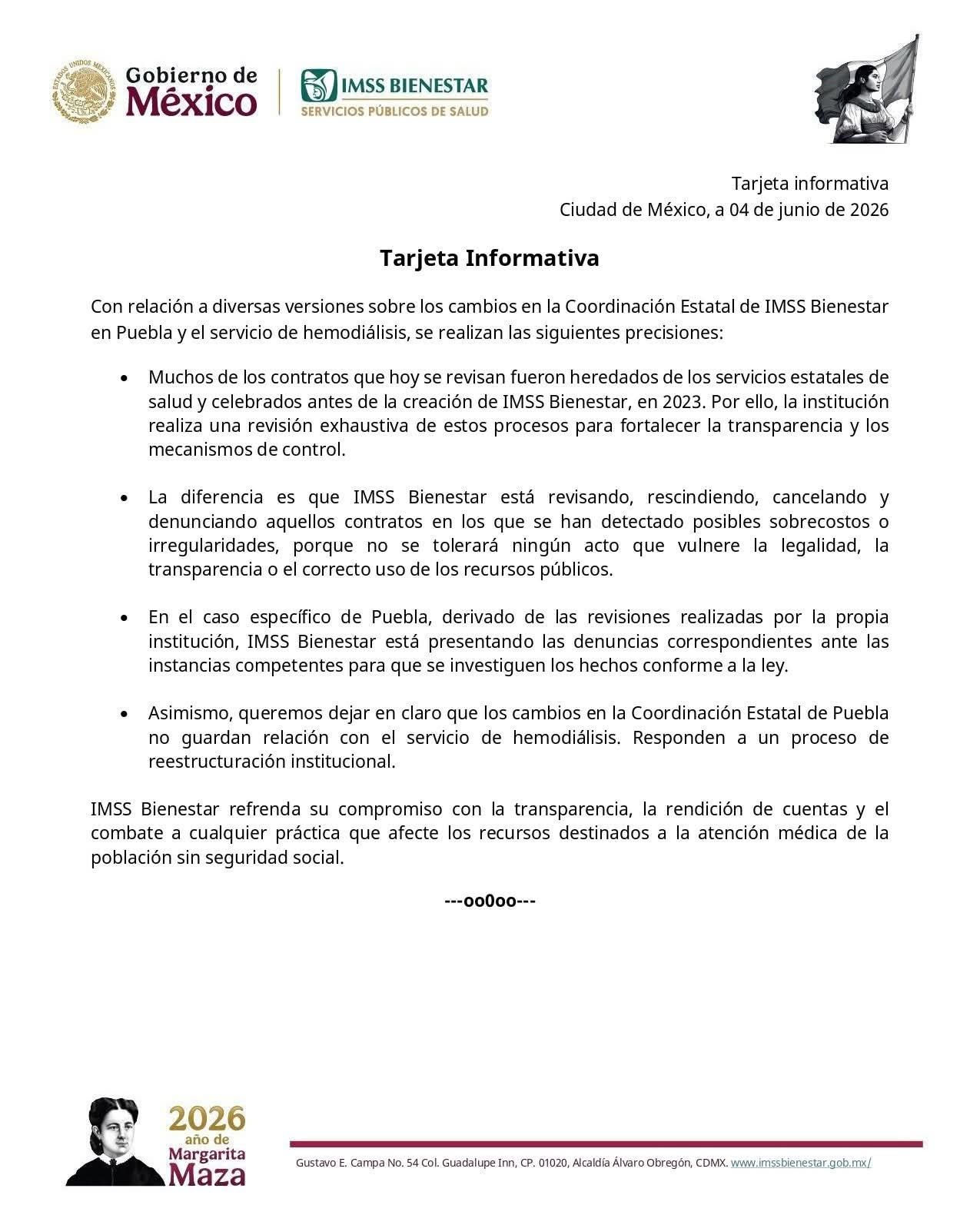 IMSS Bienestar cancela y denuncia aquellos contratos por posibles sobrecostos e irregularidades