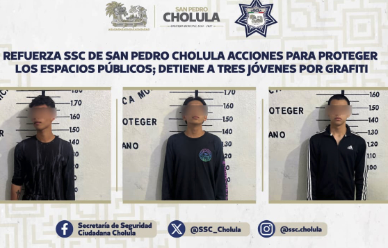 Grafiteros detenidos en San Pedro Cholula