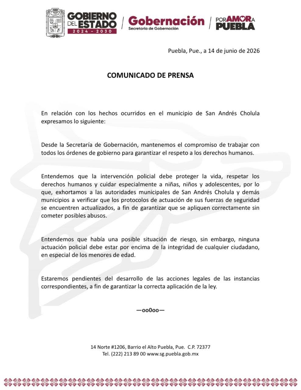 Pide Segob a alcaldesa Lupita Cuautle verificar que protocolos de actuación de policías de  su gobierno estén actualizados