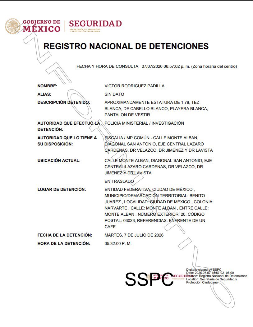 Capturan a Víctor Rodríguez, exdirector de PEMEX